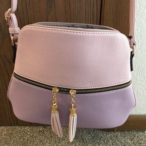 Light pink and lavender crossbody purse